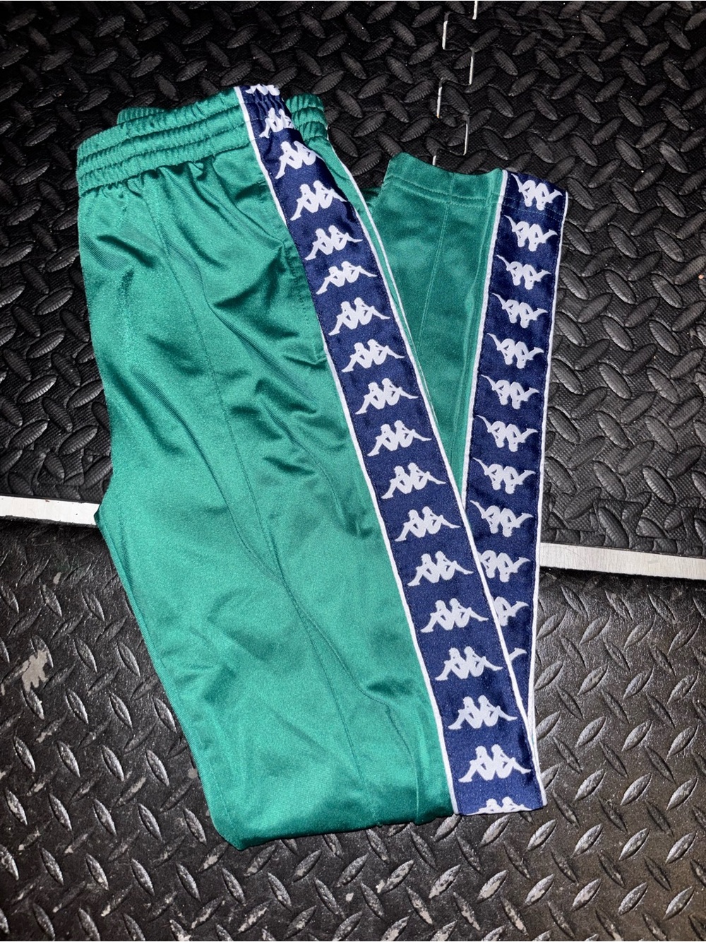 Kappa Kids Emerald Green Joggers with Navy Logo Tape
